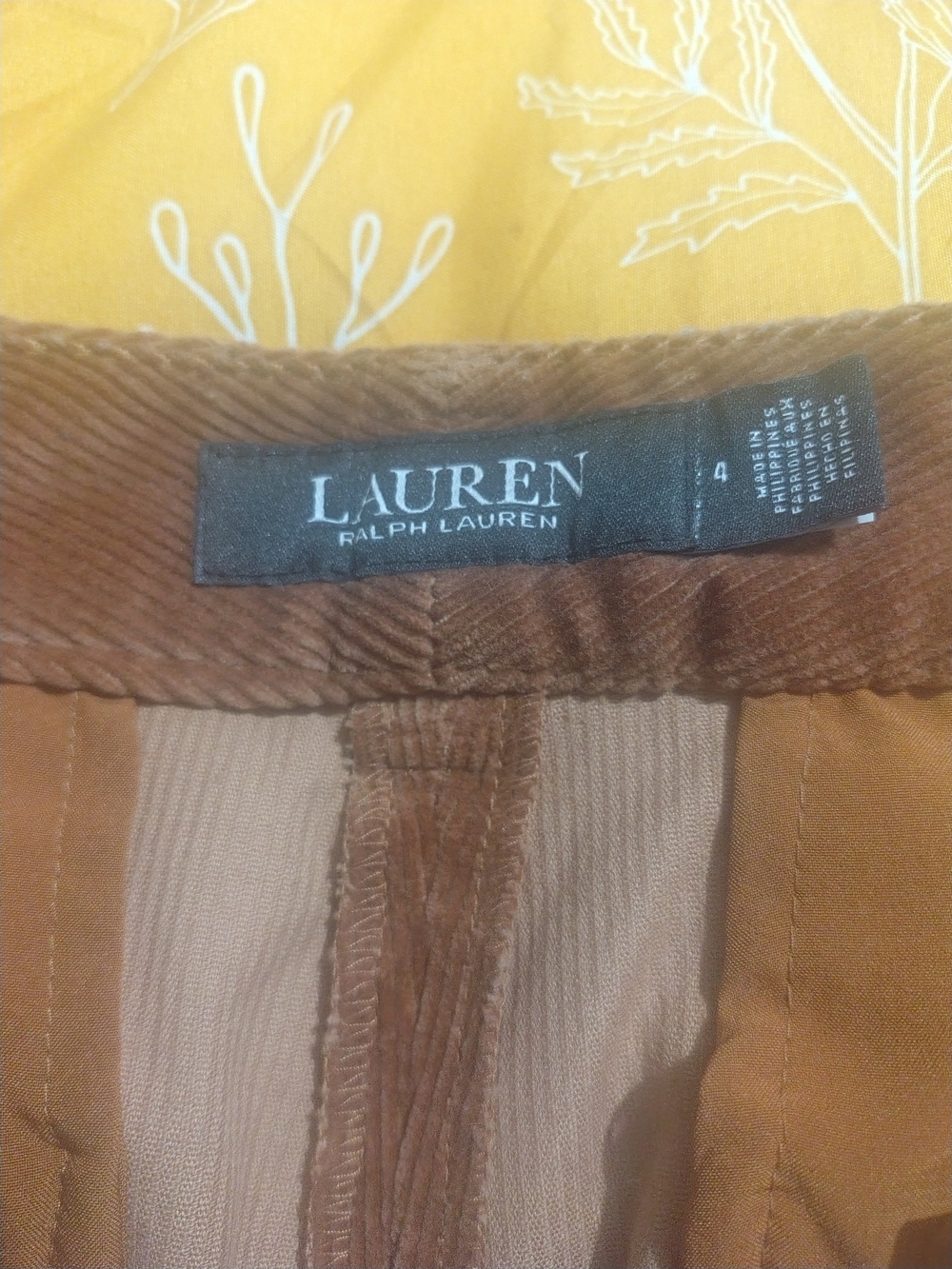 LAUREN Ralph Lauren Brown Corduroy Wide Leg Flare Pants Size 4 NWOT